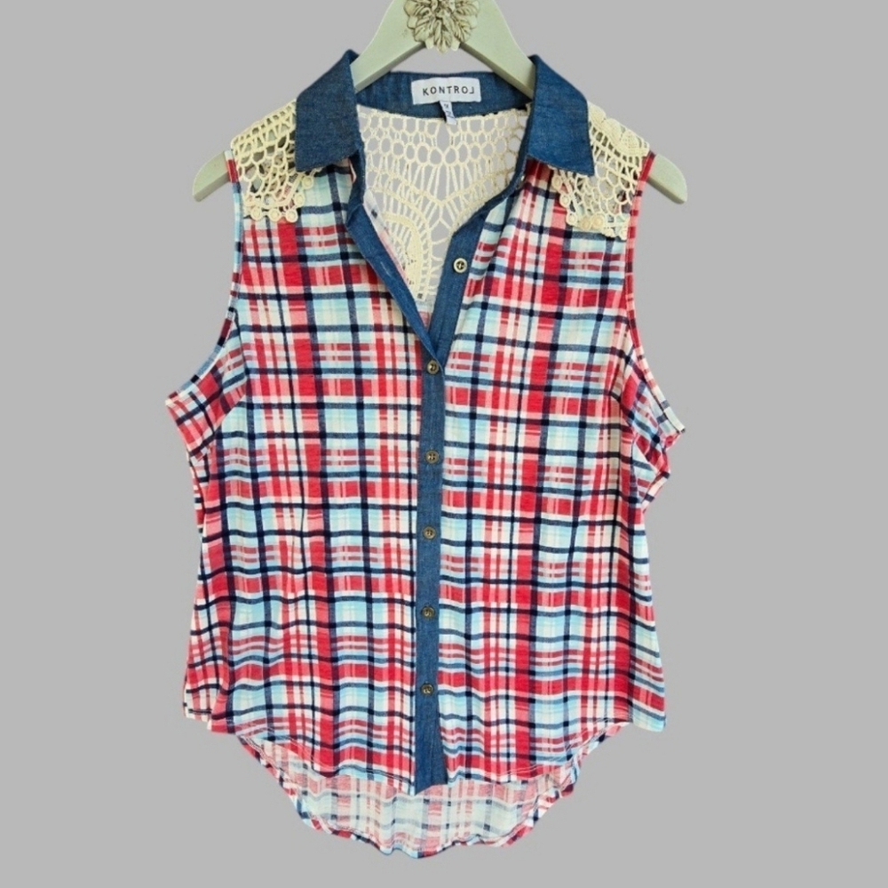 Kontrol Plaid Tank Top Size 1XL‎ - NEW!